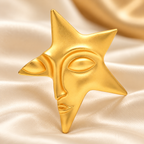 Sculpted Star Face Brooch — styled background