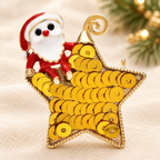 Santa Claus on Golden Star Brooch — styled background