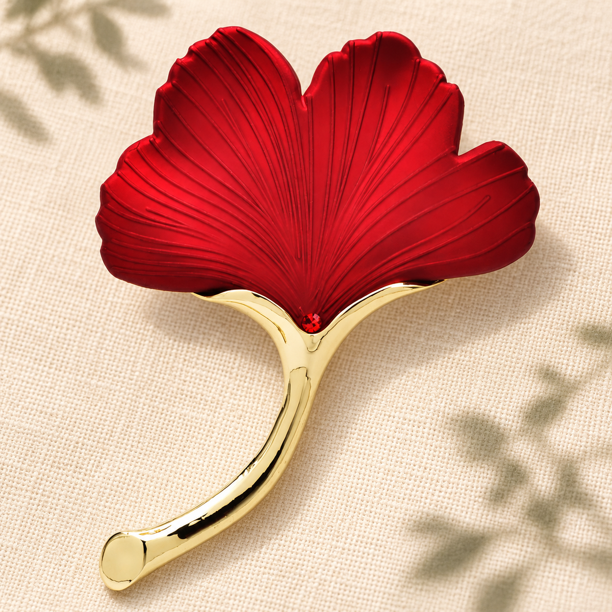 Colorful Enamel Ginkgo Leaf Brooch — styled background