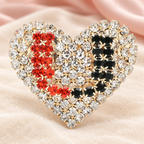 Love Lettering Rhinestone Heart Brooch — styled background