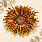 Enamel Sunflower with Jeweled Center Brooch — styled background