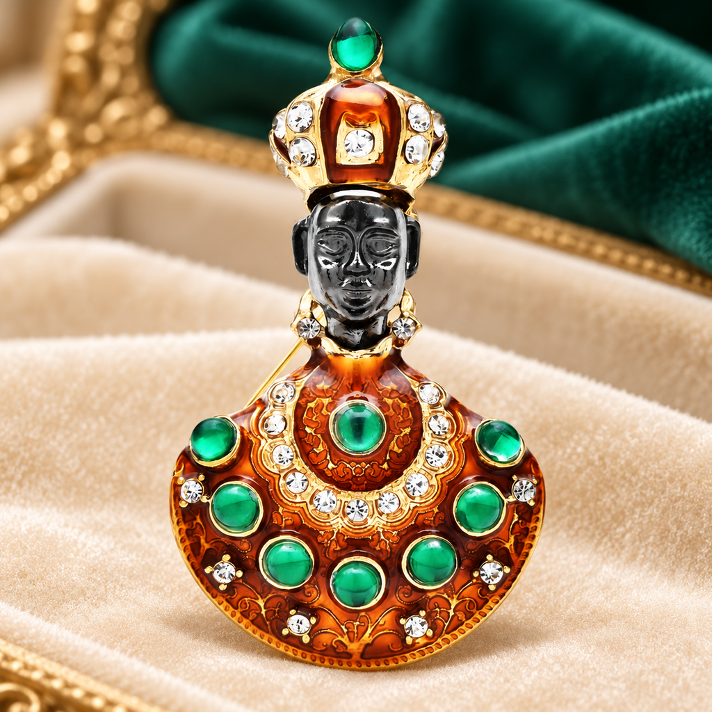 Jeweled Royal Portrait Brooch — styled background