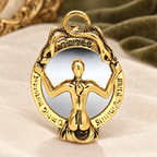 Woman in Ornate Mirror Frame Brooch — styled background