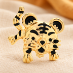 Playful Enamel Tiger Brooch — styled background