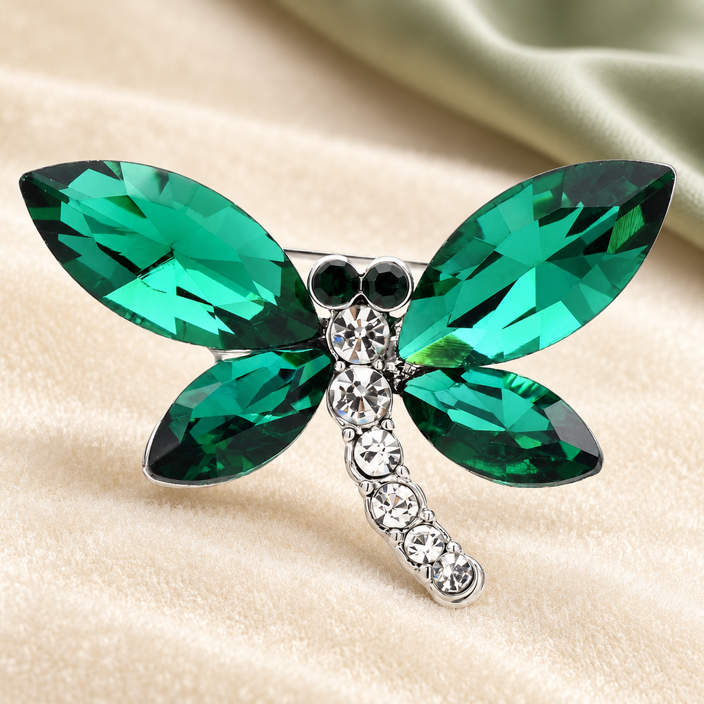 Faceted Wing Dragonfly Brooch — styled background