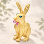 Textured Rabbit with Pink Bow Brooch — styled background