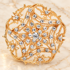 Openwork Star Flower Rhinestone Medallion Brooch — styled background