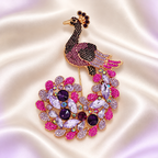 Peacock with Floral Jewel Tail Brooch — styled background