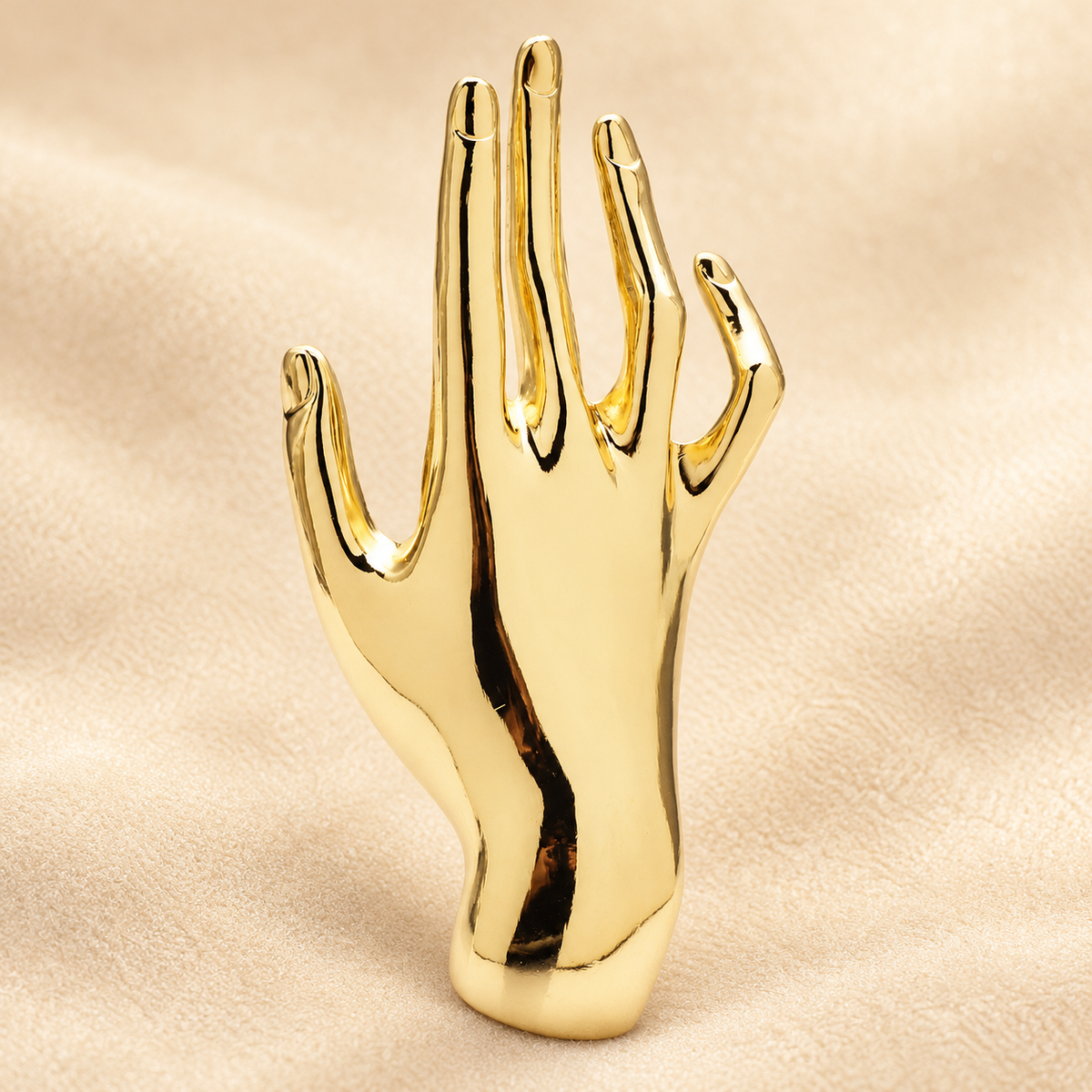 Polished Open Hand Brooch — styled background