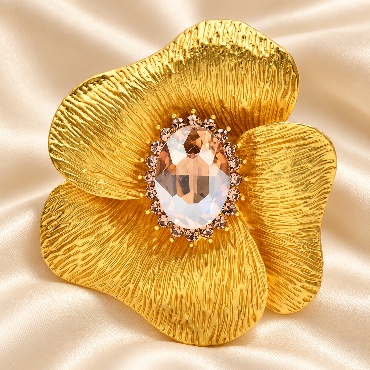 Textured Flower with Oval Stone Brooch — styled background