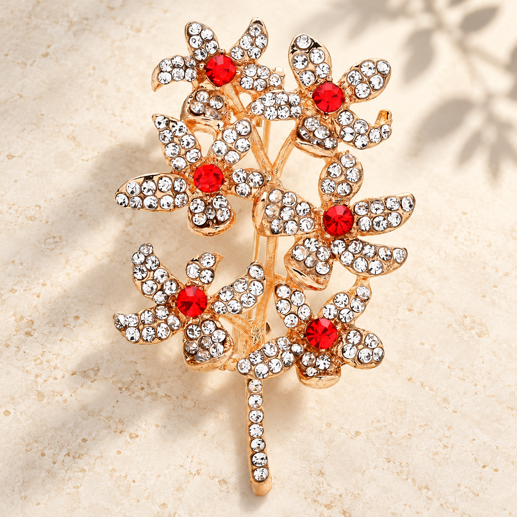 Jeweled Berry Sprig Brooch — styled background