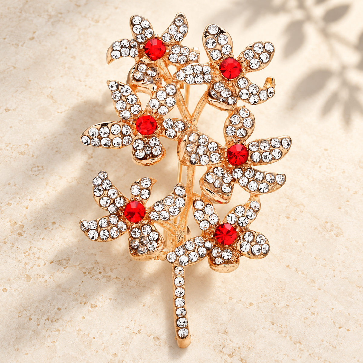 Jeweled Berry Sprig Brooch — styled background