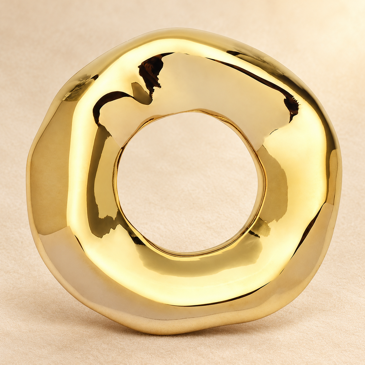 Sculptural Open Disc Stainless Steel Brooch — styled background