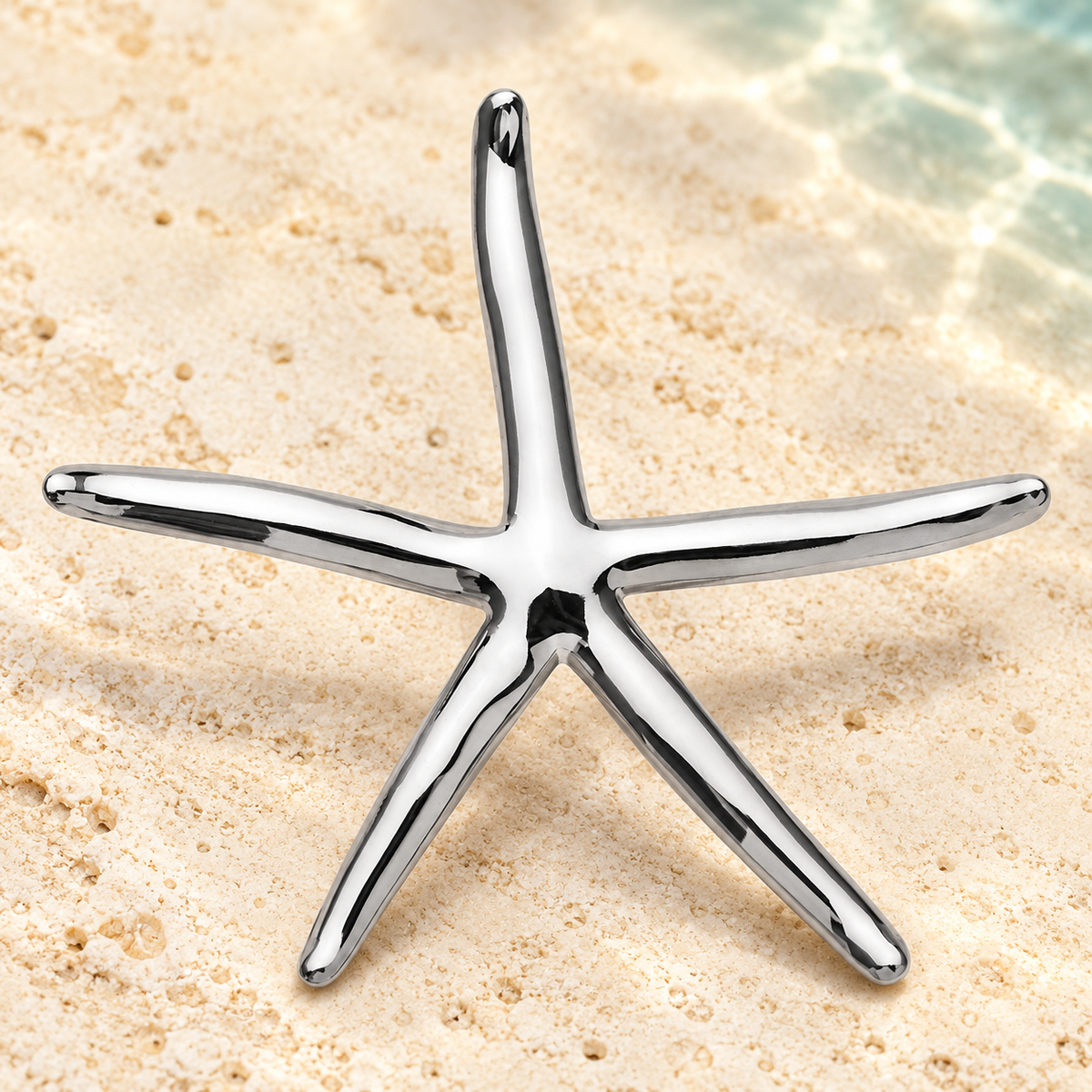 Minimal Starfish Stainless Steel Brooch — styled background