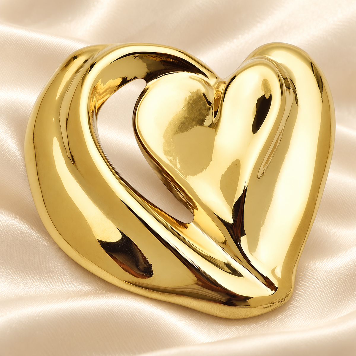 Polished Double Heart Stainless Steel Brooch — styled background