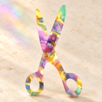 Acrylic Rainbow Scissors Brooch — styled background