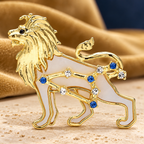 Leo Lion with Abalone-Look Inset Brooch — styled background