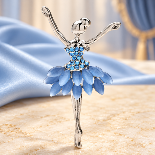 Ballet Dancer with Layered Petal Skirt Brooch — styled background