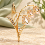 Lily of the Valley with Pearl-Look Flowers Brooch — styled background