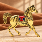 Vintage Saddled Horse Brooch — styled background