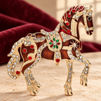 Jeweled Prancing Horse Brooch — styled background
