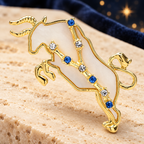Taurus Bull with Blue Star Accents Brooch — styled background