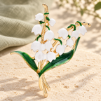 White Enamel Lily of the Valley Brooch — styled background