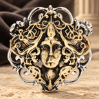 Layered Medusa with Snakes Brooch — styled background