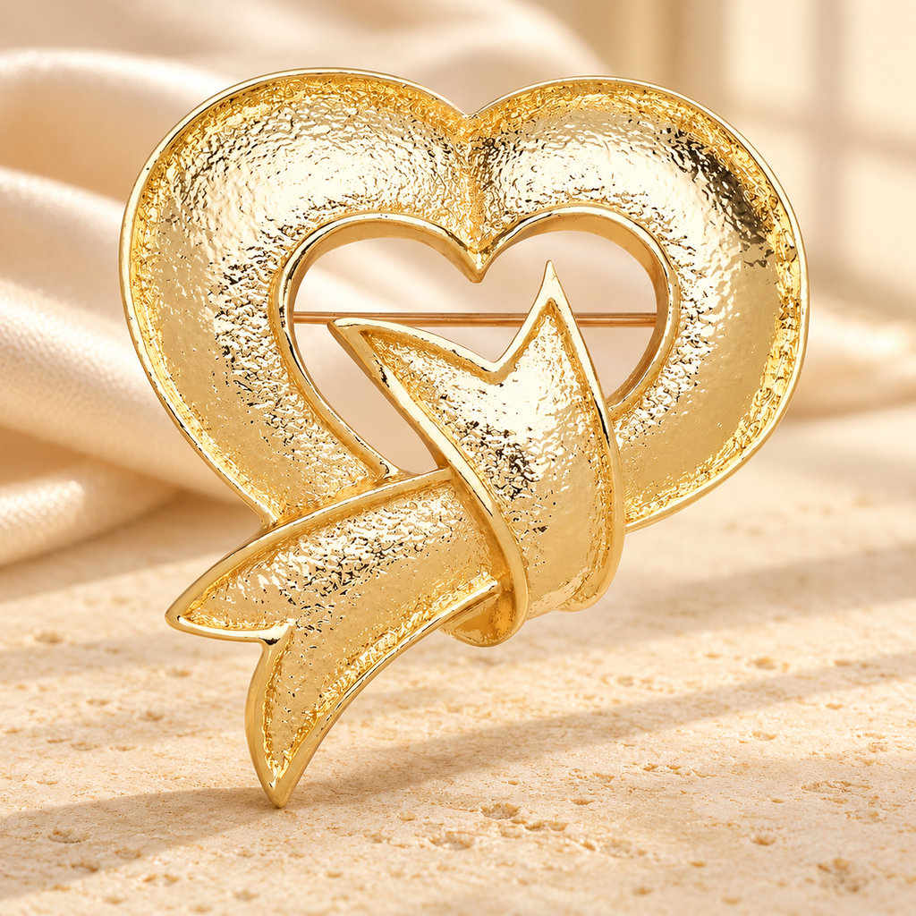 Matte Heart with Bow Brooch — styled background
