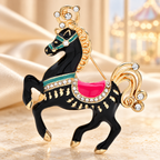 Jeweled Carousel Horse Brooch — styled background