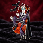 Vampire with Bats Halloween Brooch — styled background