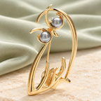 Pearl-Look Minimalist Owl Brooch — styled background