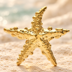 Textured Metal Starfish Brooch — styled background