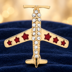 Vintage Airplane with Enamel Stars Brooch — styled background