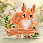 Enamel Squirrel on a Woodland Branch Brooch — styled background