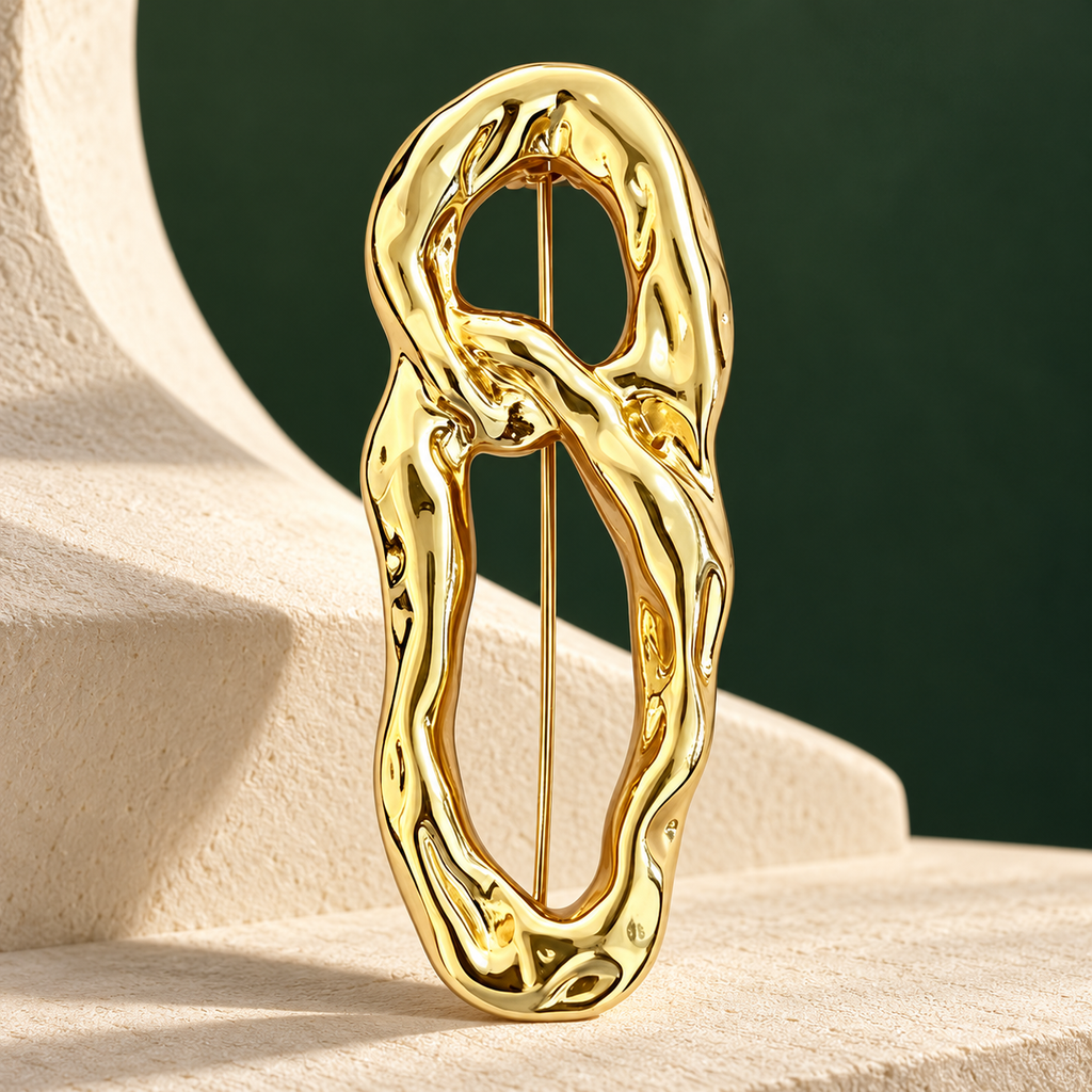 Textured Openwork Figure Eight Brooch — styled background