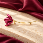 Pink Enamel Magnolia Stem Brooch — styled background