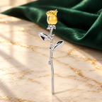 Two-Tone Rose Stem Brooch — styled background