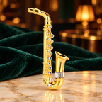 Jeweled Saxophone Brooch — styled background
