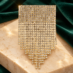 Rectangular Rhinestone Cascade Brooch — styled background