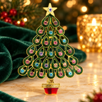 Teardrop Ornament Christmas Tree Brooch — styled background