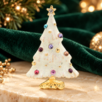 Glitter Enamel Christmas Tree Brooch — styled background
