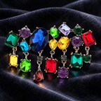 Multicolor Crystal-Look Fringe Brooch — styled background