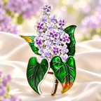 Enamel Lilac Blossom Brooch — styled background