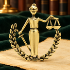 Lady Justice Scales Brooch — styled background