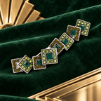 Geometric Square Rhinestone Bar Brooch — styled background