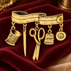 Vintage Sewing Tools Brooch — styled background