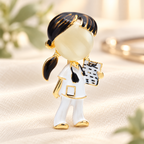 Dark-Haired Doctor with Clipboard Brooch — styled background