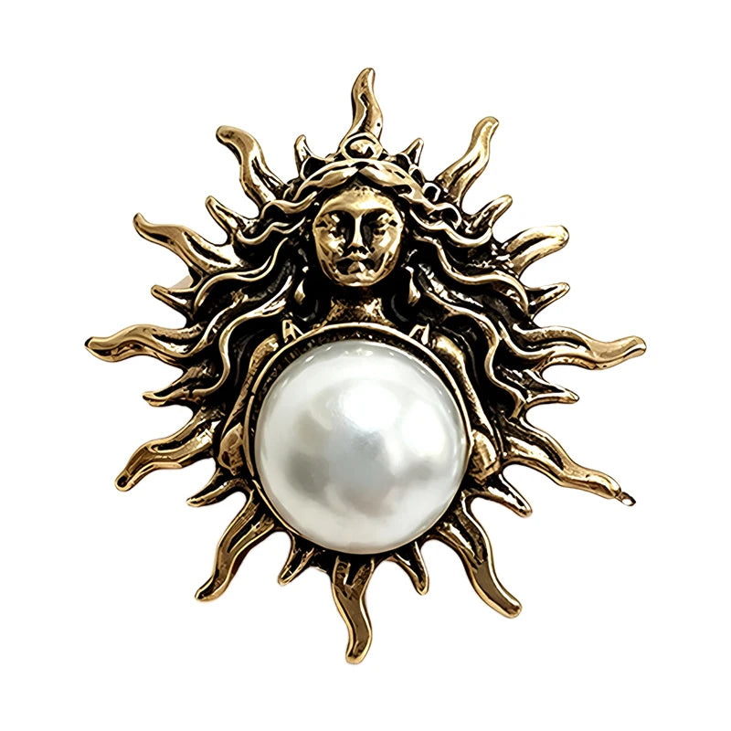 Sun Goddess with Pearl-Look Accent Brooch