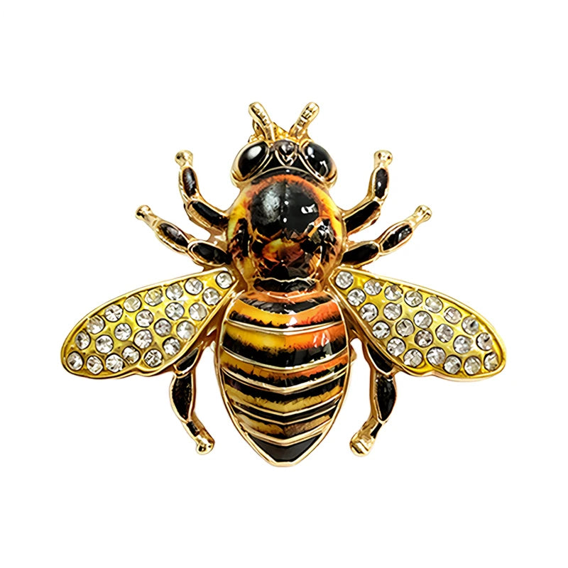 Striped Bee with Sparkling Wings Brooch